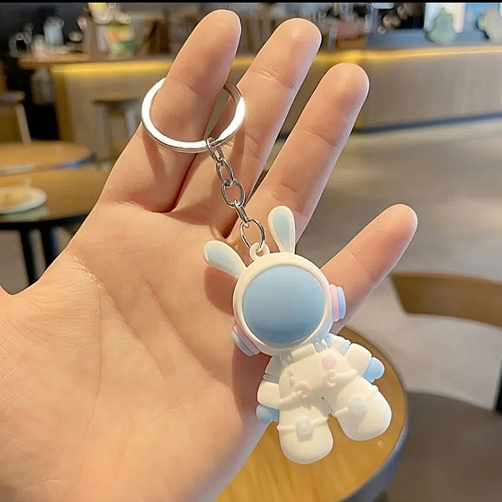Space Rabbit  Rubber Keychain.